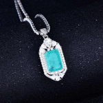 Paraiba turmalino brangakmenio Choker karoliai pakabukas moteri&scaron;kas karoliai 925 sidabro grandinės karoliai vestuviniai papuo&scaron;alai dovana 45cm