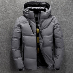 Vyri&scaron;ka žieminė &scaron;ilta pūkinė striukė slidinėjimo striukė Sniego stora gobtuvu parkas 2XL tamsiai pilka spalva