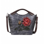 Natūralios odos moteri&scaron;kos rankinės Vintage Rose Reljefiniai pečių krep&scaron;iai Moteri&scaron;ki madingi krep&scaron;iai 27cm*13cm*33cm tamsiai pilka spalva