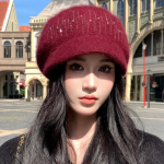 Moteri&scaron;ka žieminė skrybėlė Gatvės drabužiai Triu&scaron;io kailio mi&scaron;iniai &Scaron;ilti kepuraitė mada Dekoruoti kepurė su snapeliu moteri&scaron;kai laisvalaikio megzta kepurė ONE SIZE smėlis