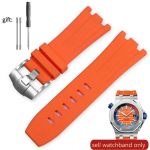 Silikoninis laikrodžio dirželis skirtas AP Aibi 15703 Royal Oak Offshore serijos guma, atspari vandeniui, neprakaitavimui, mink&scaron;ta, patogi laikrodžio apyrankė 28 mm Orange-steel 28mm