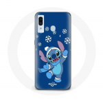 Coque pour Samsung Galaxy A20e Stitch neige No&euml;l bleu