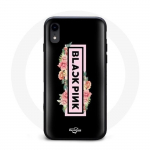 Coque pour Iphone XS Max Blackpink Groupe de K-pop Logo Noir Rose Fond Noir