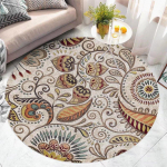 Apvalūs kilimai svetainei Vintažiniai gėlėti didelio ploto namų dekoras Prabangūs Bohemian IG Exotic Art Mink&scaron;ti miegamojo poliesterio kilimėliai 160*160CM