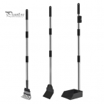 Pasukamas &scaron;iuk&scaron;liadėžės grėblys kastuvas kau&scaron;elio rinkinys su reguliuojama pailginta rankena nerūdijančio plieno atliekų valiklis vejos kiemams, &scaron;unų veislynams 3pcs juoda