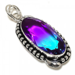 Natural Bi-Color Tourmaline Gemstone 925 Sterling Silver Pendant 2.25 q3b13