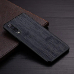Dėklas skirtas Xiaomi Mi 9 Lite SE funda bambuko medžio ra&scaron;tas Odinis dangtelis Prabangus coque Xiaomi mi 9 lite dėklo dangtelis Mi 9 juoda