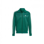 Adidas Originals Trefoil Dryžuotas Logotipas Užtrauktuku Užsegamas Apykaklės Ilgomis Rankovėmis Striukė Vyri&scaron;kos Striukės Tamsiai Žalia IA4777 S
