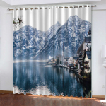 Sniego Scenos 3D Spaudos Ra&scaron;tas Miegamasis Svetainė &Scaron;e&scaron;ėlinė Užuolaida Miegamasis su Kabliukų Aksesuarais Tenda Finestra Cucina W140cm x H160cm&Ring top