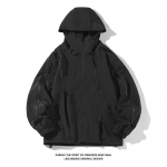 Pavasario rudens striukė su gobtuvu Vyri&scaron;ka madinga striukė su užtrauktuku Street Wear Pilot laisvas laisvalaikio lauko paltas, 5XL XL juoda