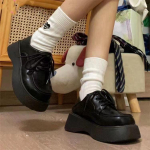 Pusiau atraminiai Dvigubo naudojimo Batai Maži Odiniai Batai Moteri&scaron;ki Nauji Apvaliu Pir&scaron;tu Auk&scaron;takulniai Mokasinai Pakeltas Padas Preppy Stilius Briti&scaron;kas Stilius 35