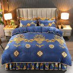 Rudens/žiemos pliu&scaron;inis 4 dalių sustorėjusios &scaron;iltos vilnos paklodės antklodės užvalkalas su spausdintu lovos sijono namų apyvokos rinkinys 220x240cm-2.0 bed