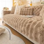 Sofa Coverings Living Room Plush Stripe Couch Cushion Modern Minimalist Corner Seat Cover Sofa Towel Settee Recliner Covers 70x70cm 1pcs pilka spalva