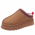 2024 Nauji moteri&scaron;ki vilnoniai &scaron;lepetės &Scaron;iltos platforminės vilnonės žemakulnės sniego batai &Scaron;lepetės Moteri&scaron;ki lauko neslystantys batai Moteri&scaron;ki batai 36 geltona