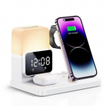 6 viename belaidis įkroviklis, žadintuvo lempa, sulankstoma greito įkrovimo stotelė, skirta &bdquo;iPhone iWatch 8 7 AirPods&ldquo; balta