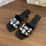 Auk&scaron;takulniai Afrikos moters batai Kvadratinė nosis Lauko 5cm Bordo Smėlio spalvos Vasara Lauko Retro Auk&scaron;ti Sandalai Med &Scaron;lepetės Siurbliai 35