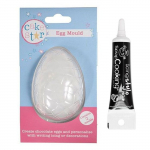 Moule rigide oeuf en chocolat 8,7 x 6 x 2,9 cm + Stylo gla&ccedil;age noir
