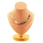 Pierres et Min&eacute;raux. Collier 15 perles Quartz &agrave; inclusions de Tourmaline du Br&eacute;sil Chaine Collier femmes, hommes. Taille personnali