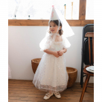 Pagaminta Korėjoje Mergaičių Balta Princesės Suknelė &ndash; Eleganti&scaron;ka Pūsta Rankovėmis Suknelė Gimtadieniams ir Ypatingoms Progoms S