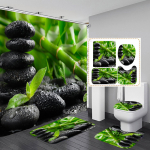 Didelės rai&scaron;kos poliesterio du&scaron;o užuolaidų rinkinys: Vandeniui atsparus, be gręžimo, mangostano dizainas vonios kambario pertvarai 180x200 cm - 420g