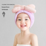 Žavinga princesės kepuraitė su kaspinėliu ir greitai džiūstanti du&scaron;o kepuraitė kūdikiams mergaitėms Children's Bow Quick-Drying Hair Cap