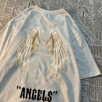 Angelas Pora Didžiulių Sparnų Juodas Ra&scaron;tas Vyri&scaron;ki Mar&scaron;kinėliai Hip Hop Vasariniai Mar&scaron;kinėliai Drabužiai Mada Animaciniai Filmai Vir&scaron;ūnės Medvilnė Poriniai Mar&scaron;kinėliai S