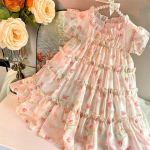 Girl's Dress Summer New Children's Dress Super Fairy Children Wear Girl Princess Dress Fashion Casual Elegant Beach Dress 100 rožinė