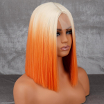 WERD trumpas oranžinis perukas Vidurinės dalies &scaron;viesiaplaukis Lady Bob plaukų sintetinis kar&scaron;čiui atsparus perukas Cosplay perukas 1B