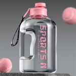 2,7 litro sportinis vandens butelis, didelis ne&scaron;iojamas kelioninis butelis treniruotėms, sportinis fitneso puodelis su laiko skale, be BPA, 2 dydžių, pripučiamas 1700ml pilka spalva