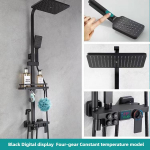 Juodas skaitmeninis ekranas, slėginė du&scaron;o galvutė, namų vonios termostatinis lietaus du&scaron;as, mygtukinis du&scaron;o galvutės komplektas