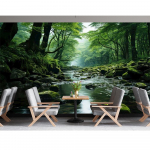 &Scaron;iuolaikinės mi&scaron;ko freskos krioklio tapetai Didelio kra&scaron;tovaizdžio gamtos tapetai miegamojo svetainei namų dekoro tapetai 200 cm(W) x 140 cm(H)