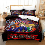 &bdquo;Yu Gi Oh&ldquo; patalynės komplektas viengulei lovai su dvigule lova, karalienės dydžio lova, &bdquo;Aldult&ldquo; berniukų miegamojo antklodžių užvalkalų komplektai, 3D spausdinimo anime kawaii 140x200cm 3pcs