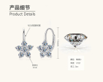 Silvere Glam Korėjieti&scaron;ka Ins stiliaus versija Nauji Sniego la&scaron;ų Moazanito Auskarai &Scaron;e&scaron;iakampės Žvaigždės Gėlės 925 Sterlingo Sidabro Kutas Auskarai 0.6 carat+0.6 carat balta