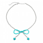 Kri&scaron;tolo &scaron;irdies karoliai, madingi korėjieti&scaron;kos bangos blizgūs raktikaulio kaklo karoliai, moteri&scaron;ki populiarūs vakarėlių dovanos &scaron;viesiai mėlyna spalva