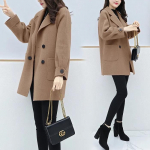 2024 m. rudens/žiemos didelių dydžių liekninantis vilnonis paltas smulkaus sudėjimo moterims 3XL kava