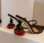 Rožiniai auk&scaron;takulniai Juodi Moteri&scaron;ki Sandalai Nauji Vasariniai &Scaron;lepetės Gėlės Atviras Pir&scaron;tas Moteri&scaron;kos &Scaron;lepetės schuhe Plei&scaron;tai Sandalai 34 juoda