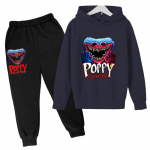 Rudens Žiemos Poppy Playtime Huggy Wuggy Personažo Spauduotas Džemperis su Gobtuvu ir Sportinių Kelnų Rinkinys Kasdienis &Scaron;iltas Sportinis Ilgomis Rankovėmis Kelnės Vaikų Berniukų Drabužių Rinkiniai 140