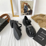 Storais padais Sponge Cake Loafers Moteri&scaron;ki briti&scaron;ko stiliaus pavasariniai ir vasariniai retro prancūzi&scaron;ki Mary Jane vienviečiai batai japoni&scaron;ki Jk maži odiniai batai 38 juoda