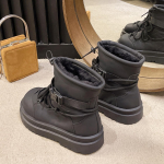 Moteri&scaron;ki platforminiai aulinukai iki kulk&scaron;nies, sniego batai, plok&scaron;čiapadžiai, odiniai batai, žieminiai, prabangaus prekės ženklo, 2025 nauji, &scaron;ilti batai su trumpu pliu&scaron;u, kasdieniai Chelsea aulinukai 40 juoda