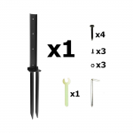 Didelio stiprumo tvoros inkaravimo rinkinys &ndash; stulpo fiksatorius ir žemės vinys sodo tvoros priežiūrai, žemės atramos aparatūra One Size juoda