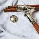 Handmade Silver Nickel Brass & Wooden walking stick with hidden telescope handle sidabras