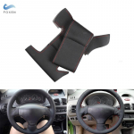 Skirta Peugeot 206 1998 - 2005 206 SW 2003-2005 Rankiniu būdu siuvamas automobilio vairo dangtelis Juodos perforuotos odos priedai