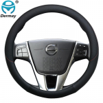 for Volvo V70 I II III Leather Car Steering Wheel Cover 100% DERMAY Brand Non-slip Auto interior Accessories juoda