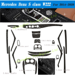 car-Styling 5D Carbon Fiber Car Interior Center Console Color Change Molding Stickers Decals For Benz S class W222 2014- Right Hand Drive black