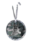 German Shepherd Dog, Alsatian Wolf Dog - crystal bauble with a photo, dog photo in crystal, personalized Christmas tree ornament by Art-Dog brand skaidri
