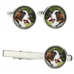 St. Bernard, Saint Bernard, Alpine Mastiff, Bernhardiner - cufflinks and tie with your photo, a suit decoration, men's jewelry from the Art-Dog brand. sidabras