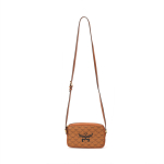MCM monogramos ra&scaron;to užtrauktuku užsegamas drobės ir odos crossbody peties krep&scaron;ys, mažo dydžio, unisex krep&scaron;iai, konjako spalvos MMRESAC01CO001 Basic Set (Bag+Dust Bag)