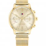 Tommy Hilfiger Blake moteri&scaron;kas kvarcinis laikrodis su auksiniu ciferblatu ir metaline apyranke 1782302 auksas