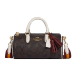 Coach rudas Signature drobės mini cilindro formos rankinė su kutu, kasdieniam naudojimui Basic Set (Bag+Dust Bag)