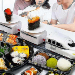 Sushi traukinukas besisukantis sushi žaislinis takelis konvejerio juosta besisukantis staliukas vaikų maisto traukinukas rinkinys &bdquo;Pasidaryk pats&ldquo; sushi sushi - DD